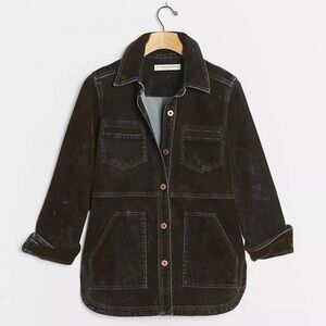 Anthropologie Pilcro Flocked Denim Shirt Jacket